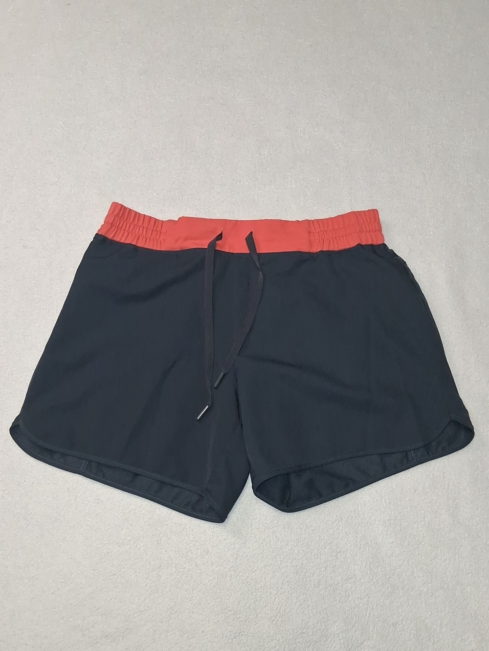 Women's Black Athletic Shorts with Coral Waistband